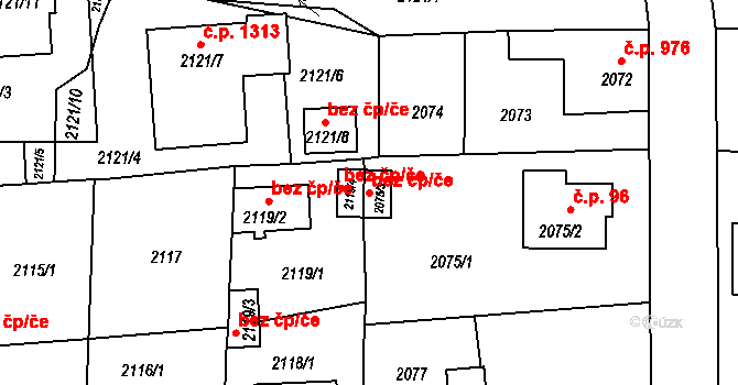 Třešť 38674661 na parcele st. 2075/3 v KÚ Třešť, Katastrální mapa