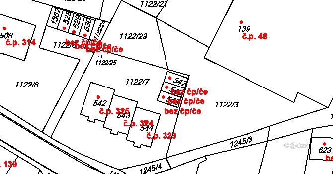 Hronov 40099661 na parcele st. 546 v KÚ Zbečník, Katastrální mapa