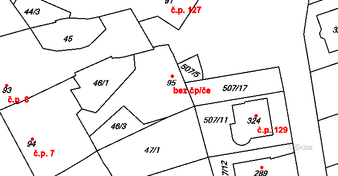 Litovel 40889661 na parcele st. 95 v KÚ Unčovice, Katastrální mapa