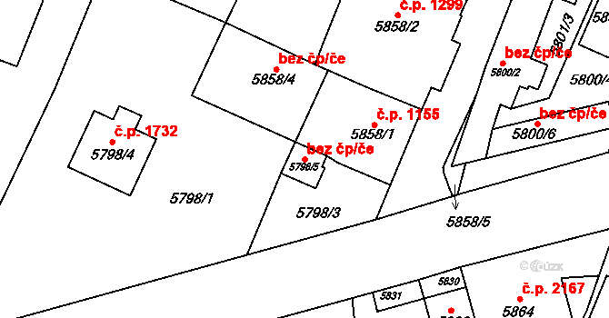 Velké Meziříčí 41323661 na parcele st. 5798/5 v KÚ Velké Meziříčí, Katastrální mapa