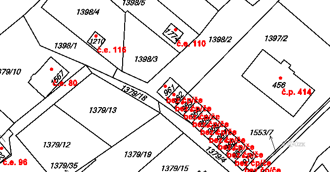 Holýšov 41543661 na parcele st. 961 v KÚ Holýšov, Katastrální mapa