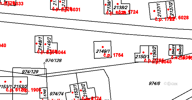 Zlín 1764 na parcele st. 2149/1 v KÚ Zlín, Katastrální mapa