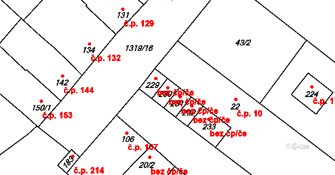 Křídlůvky 43406661 na parcele st. 230 v KÚ Křídlůvky, Katastrální mapa