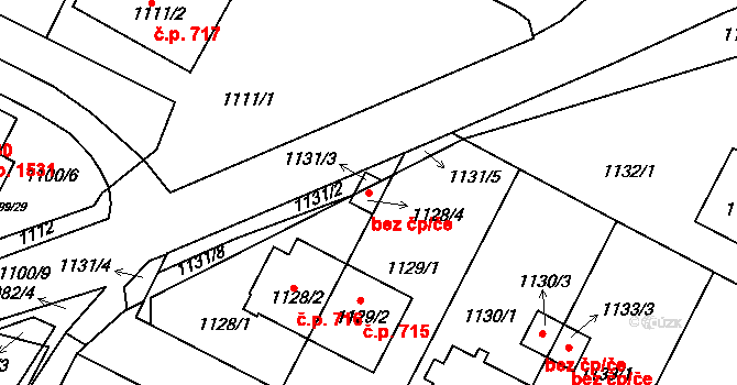 Bystřice nad Pernštejnem 44158661 na parcele st. 1128/4 v KÚ Bystřice nad Pernštejnem, Katastrální mapa
