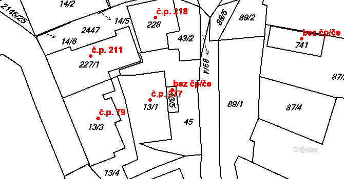 Stachy 47512661 na parcele st. 13/5 v KÚ Stachy, Katastrální mapa