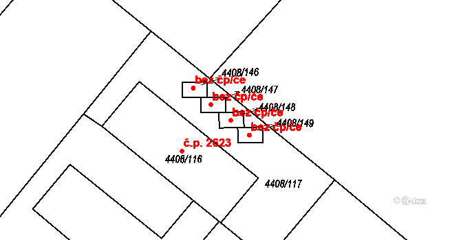 Znojmo 47541661 na parcele st. 4408/148 v KÚ Znojmo-město, Katastrální mapa