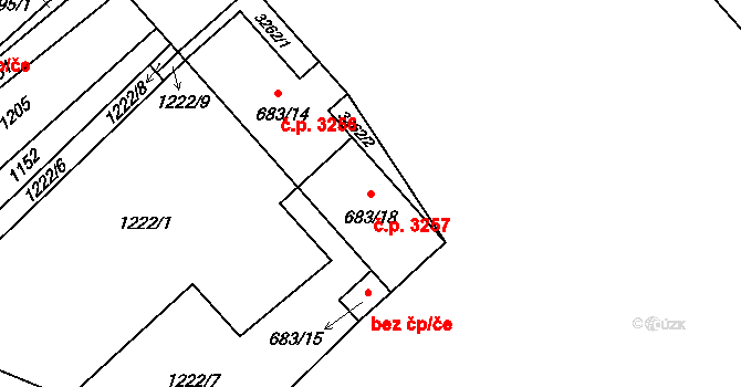 Šumperk 3257 na parcele st. 683/18 v KÚ Šumperk, Katastrální mapa