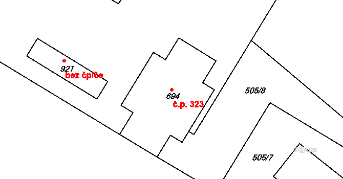 Třemošnice 1956 na parcele st. 694 v KÚ Třemošnice nad Doubravou, Katastrální mapa