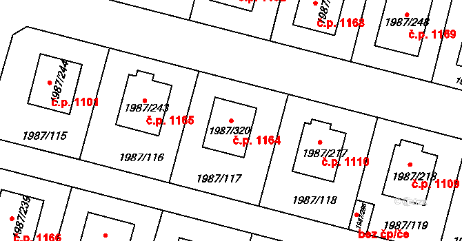 Nýřany 1164 na parcele st. 1987/320 v KÚ Nýřany, Katastrální mapa