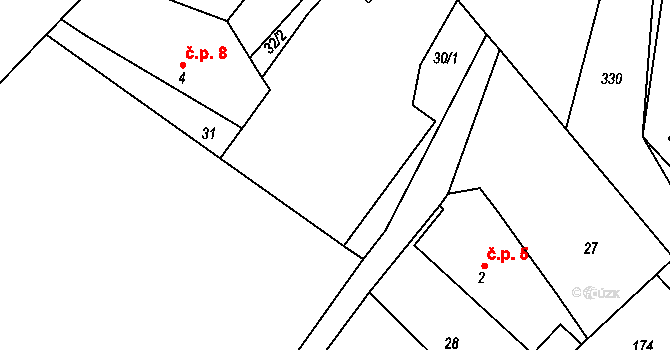 Rasochy 7, Uhlířská Lhota na parcele st. 3 v KÚ Rasochy, Katastrální mapa