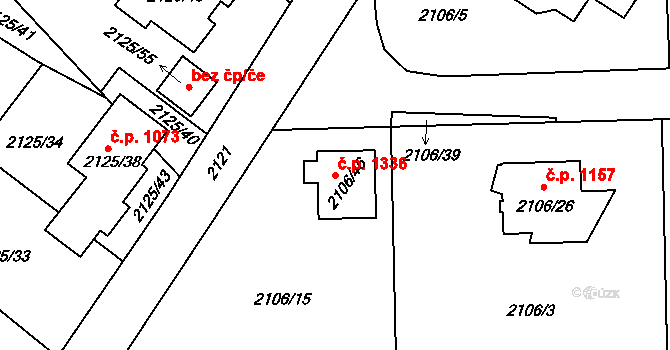 Liberec XIV-Ruprechtice 1336, Liberec na parcele st. 2106/46 v KÚ Ruprechtice, Katastrální mapa