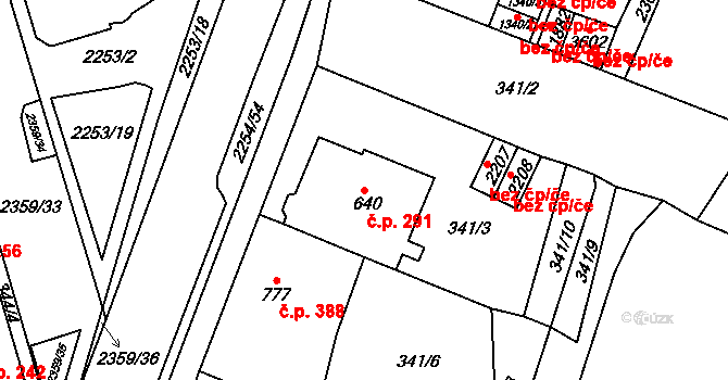 Sušice II 291, Sušice na parcele st. 640 v KÚ Sušice nad Otavou, Katastrální mapa