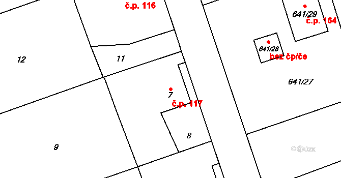 Černčice 117 na parcele st. 7 v KÚ Černčice, Katastrální mapa