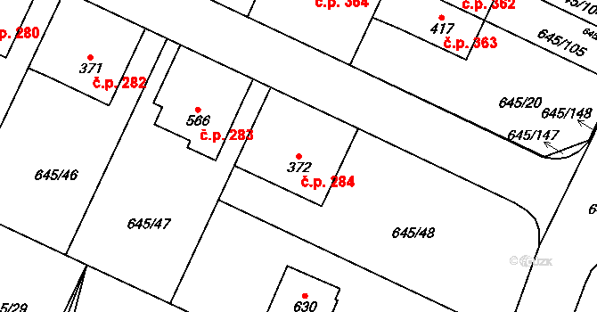 Krčín 284, Nové Město nad Metují na parcele st. 372 v KÚ Krčín, Katastrální mapa