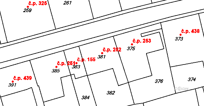 Velké Opatovice 252 na parcele st. 381 v KÚ Velké Opatovice, Katastrální mapa