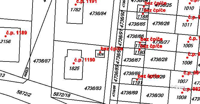 Hrušovany nad Jevišovkou 78883661 na parcele st. 1826 v KÚ Hrušovany nad Jevišovkou, Katastrální mapa