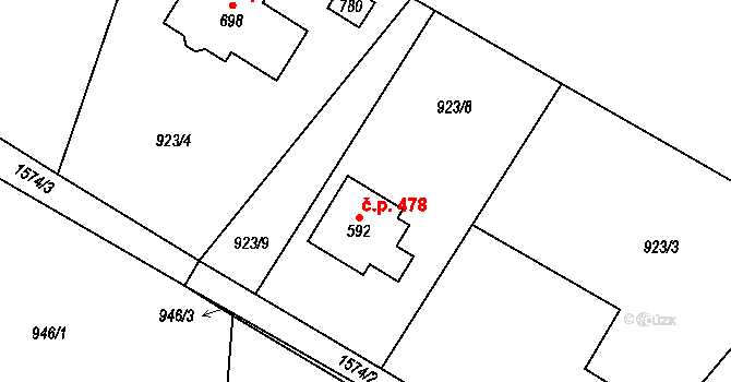 Libhošť 478 na parcele st. 592 v KÚ Libhošť, Katastrální mapa