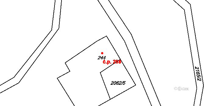 Veřovice 298 na parcele st. 244 v KÚ Veřovice, Katastrální mapa