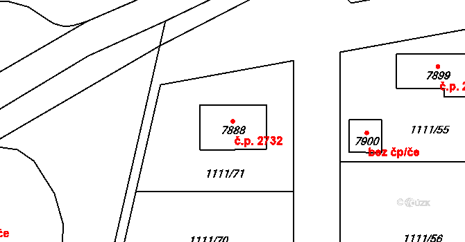 Cheb 2732 na parcele st. 7888 v KÚ Cheb, Katastrální mapa