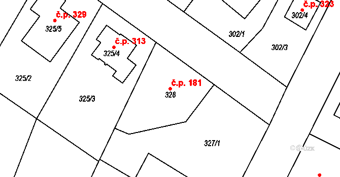 Senec 181, Zruč-Senec na parcele st. 328 v KÚ Senec u Plzně, Katastrální mapa