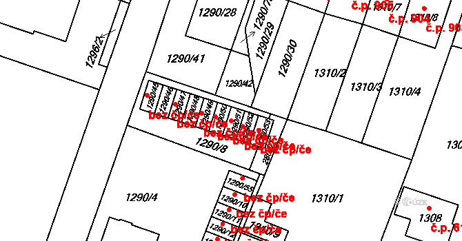 Dobruška 91683661 na parcele st. 1290/51 v KÚ Dobruška, Katastrální mapa