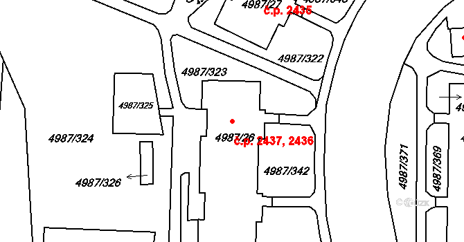 Louny 2436,2437 na parcele st. 4987/26 v KÚ Louny, Katastrální mapa