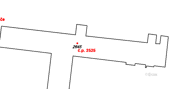 Žatec 2525 na parcele st. 2645 v KÚ Žatec, Katastrální mapa