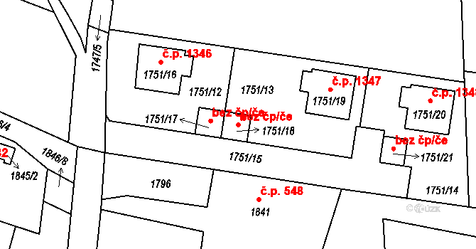 Liberec 92846661 na parcele st. 1751/18 v KÚ Ruprechtice, Katastrální mapa