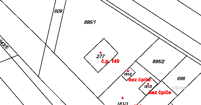 Hluchov 149 na parcele st. 277 v KÚ Hluchov, Katastrální mapa