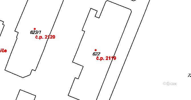 Havlíčkův Brod 2119 na parcele st. 622 v KÚ Havlíčkův Brod, Katastrální mapa