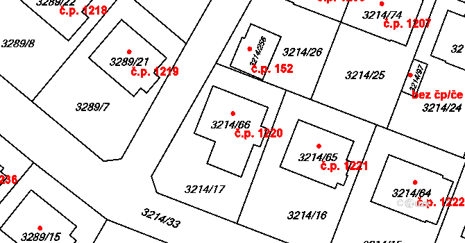 Chotěboř 1220 na parcele st. 3214/66 v KÚ Chotěboř, Katastrální mapa