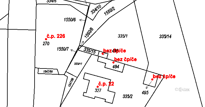 Ledčice 99095661 na parcele st. 493 v KÚ Ledčice, Katastrální mapa
