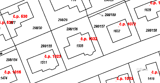 Horoměřice 1032 na parcele st. 1535 v KÚ Horoměřice, Katastrální mapa