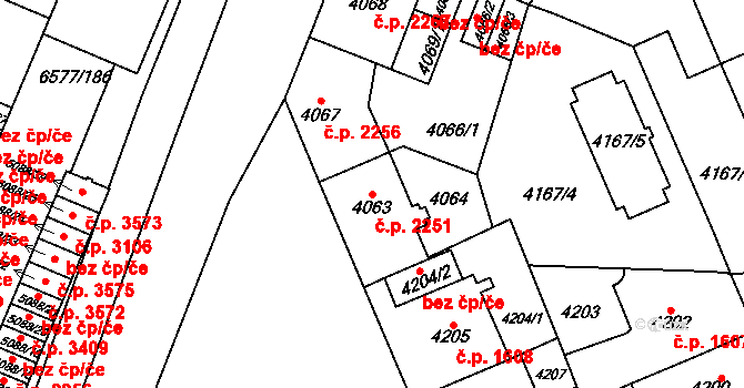 Přerov I-Město 2251, Přerov na parcele st. 4063 v KÚ Přerov, Katastrální mapa