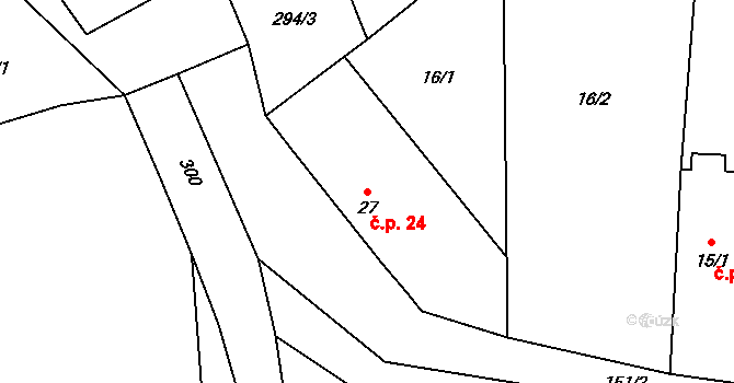 Zdeslavice 24, Chlístovice na parcele st. 27 v KÚ Zdeslavice u Chlístovic, Katastrální mapa