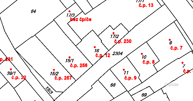 Čáslav-Staré Město 12, Čáslav na parcele st. 16 v KÚ Čáslav, Katastrální mapa