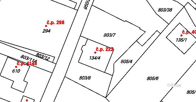 Kokonín 222, Jablonec nad Nisou na parcele st. 134/4 v KÚ Kokonín, Katastrální mapa