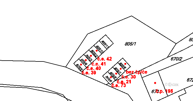Omice 42 na parcele st. 805/2 v KÚ Omice, Katastrální mapa