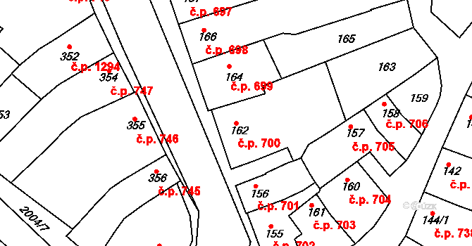 Mistřín 700, Svatobořice-Mistřín na parcele st. 162 v KÚ Mistřín, Katastrální mapa