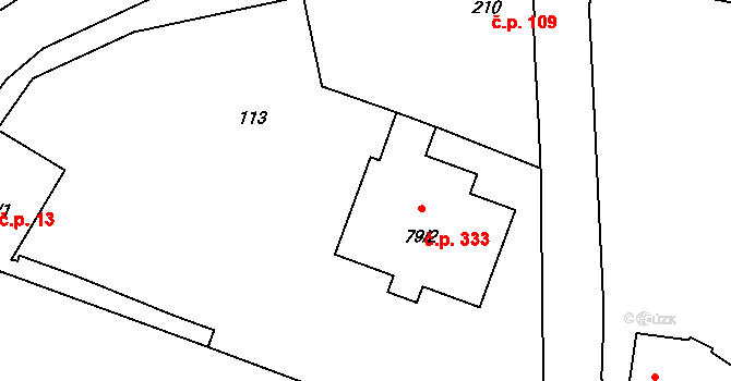 Humny 333, Pchery na parcele st. 79/2 v KÚ Pchery, Katastrální mapa