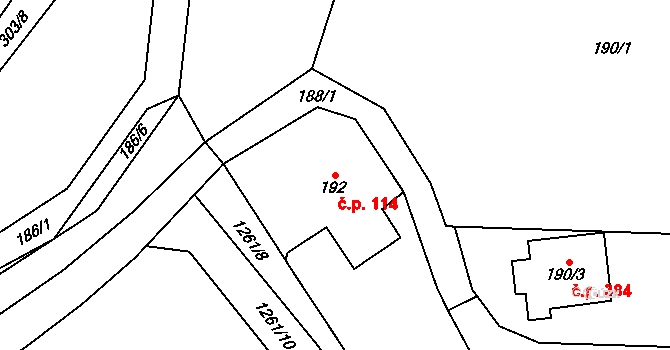Krmelín 114 na parcele st. 192 v KÚ Krmelín, Katastrální mapa