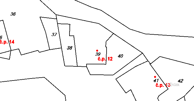 Liboc 12, Kynšperk nad Ohří na parcele st. 39 v KÚ Liboc u Kynšperka nad Ohří, Katastrální mapa