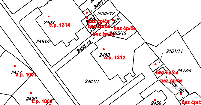 Tachov 1312 na parcele st. 2460 v KÚ Tachov, Katastrální mapa