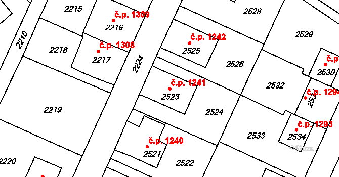 Děčín VI-Letná 1241, Děčín na parcele st. 2523 v KÚ Podmokly, Katastrální mapa