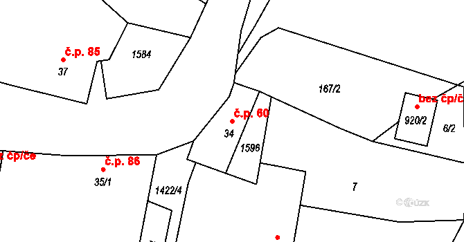 Chýnov 60 na parcele st. 34 v KÚ Chýnov u Tábora, Katastrální mapa