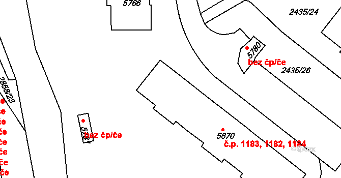 Chrudim IV 1182,1183,1184, Chrudim na parcele st. 5670 v KÚ Chrudim, Katastrální mapa