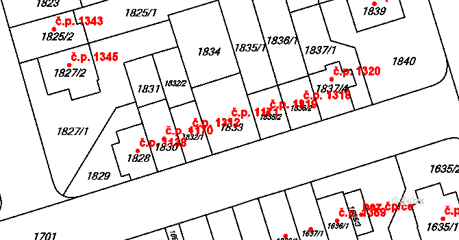 Řečkovice 1171, Brno na parcele st. 1833 v KÚ Řečkovice, Katastrální mapa