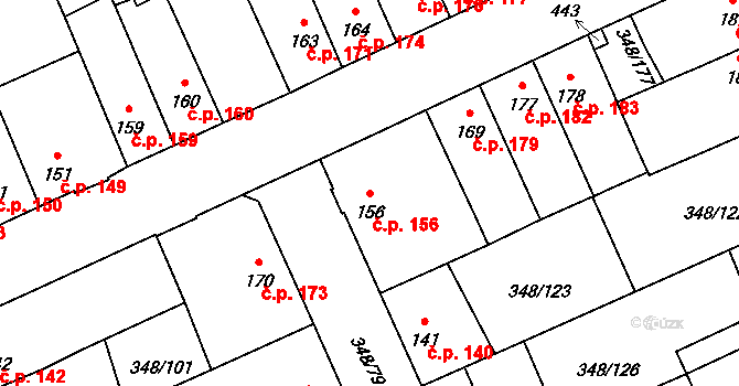 Černčice 156 na parcele st. 156 v KÚ Černčice u Loun, Katastrální mapa