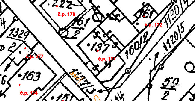 Šebetov 117 na parcele st. 137 v KÚ Šebetov, Katastrální mapa