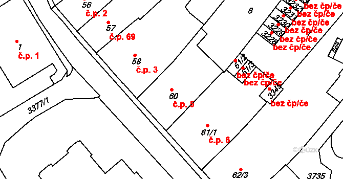 Česká Třebová 5 na parcele st. 60 v KÚ Česká Třebová, Katastrální mapa